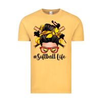 Vintage Mustard softball life messy bun Vintage Tee - Zillion Design Studio