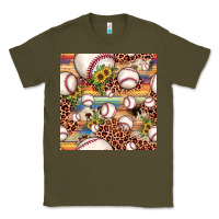 Army Green baseball leopard cowhide sunflower seamless pattern Classic Tee - JahusDesignShop