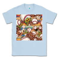 Dusty Blue baseball leopard cowhide sunflower seamless pattern Classic Tee - JahusDesignShop