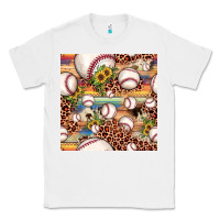 White baseball leopard cowhide sunflower seamless pattern Classic Tee - JahusDesignShop