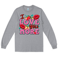 Heather Grey i love you more with lips and strawberry Long Sleeve Tee - AdoDesignShop