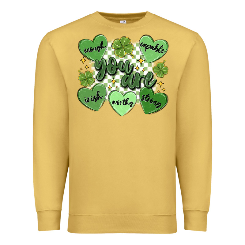 St. Patrick's Day Positive Affirmations Premium Sweatshirt by MaliasSmallBusiness | Teevron