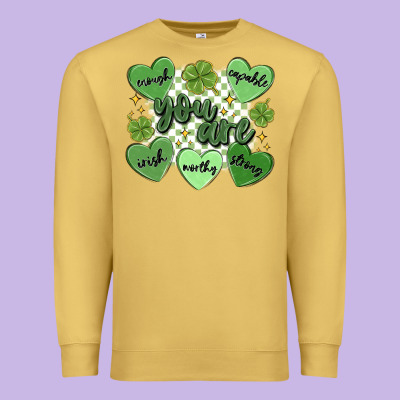 St. Patrick's Day Positive Affirmations Premium Sweatshirt Designed By Maliassmallbusiness