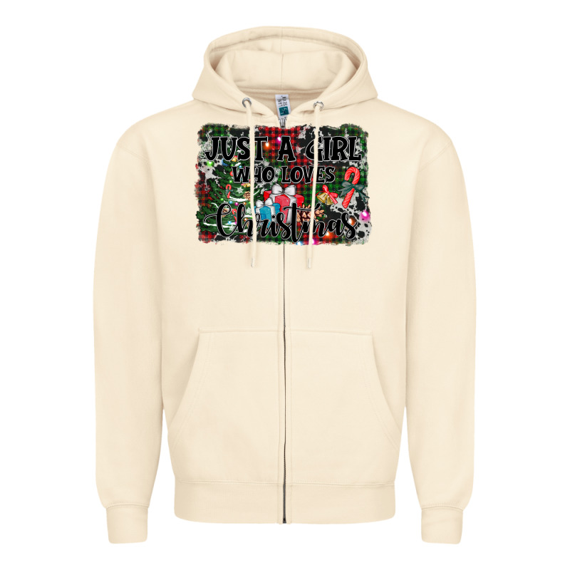 Just A Girl Who Loves Christmas Zipper Hoodie by AdoDesignShop | Teevron