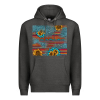 Charcoal Heather sunflower gemstone serape tumbler Premium Hoodie - AdoDesignShop