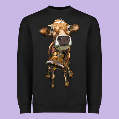 Heifer Cow With Cow Bell Heavyweight Sweatshirt Designed By Ranaportraitstore