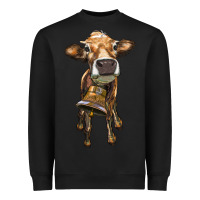 Black heifer cow with cow bell Heavyweight Sweatshirt - RanaPortraitStore