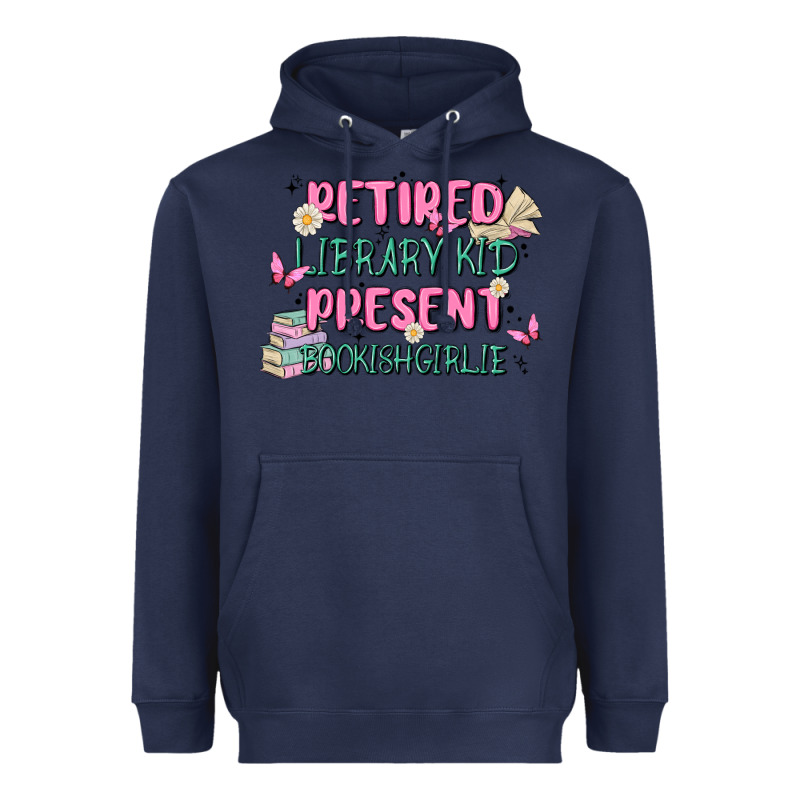 Retired Library Kid Present Bookish Girlie Heavyweight Hoodie by MaliasSmallBusiness | Teevron