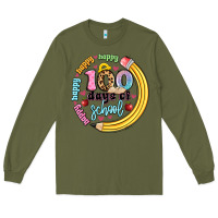 Army Green happy 100 days of school Long Sleeve Tee - Artiststas