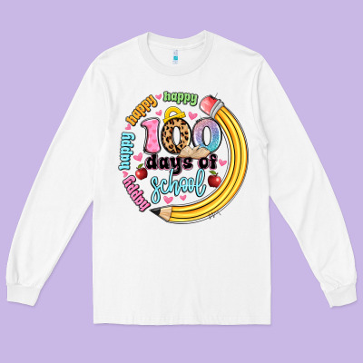 Happy 100 Days Of School Long Sleeve Tee Designed By Artiststas