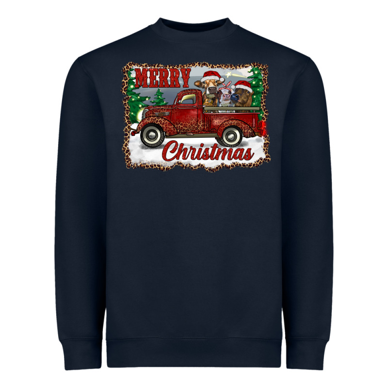 Christmas Truck With Cows Heavyweight Sweatshirt by RanaPortraitStore | Teevron