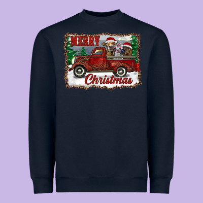 Christmas Truck With Cows Heavyweight Sweatshirt Designed By Ranaportraitstore