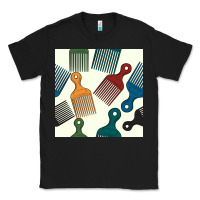 Black afro combs seamless patterns Classic Tee - BundleAndBundleShop