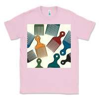 Bubblegum Pink afro combs seamless patterns Classic Tee - BundleAndBundleShop