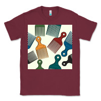 Burgundy afro combs seamless patterns Classic Tee - BundleAndBundleShop