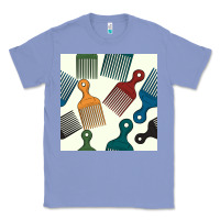 Colony Blue afro combs seamless patterns Classic Tee - BundleAndBundleShop