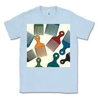 Dusty Blue afro combs seamless patterns Classic Tee - BundleAndBundleShop