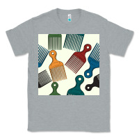 Heather Grey afro combs seamless patterns Classic Tee - BundleAndBundleShop