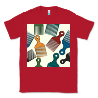 Red afro combs seamless patterns Classic Tee - BundleAndBundleShop