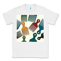 White afro combs seamless patterns Classic Tee - BundleAndBundleShop