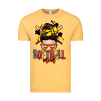 Vintage Mustard softball mom messy bun Vintage Tee - Zillion Design Studio