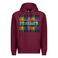 Burgundy Teacher Crayons Tumbler Premium Hoodie - LillyAllenDesigns