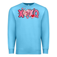Ocean Blue xoxo disco heart valentine's day Premium Sweatshirt - MaliasSmallBusiness