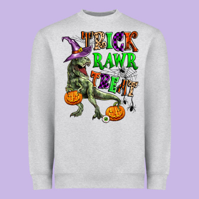 Trick Rawr Treat Heavyweight Sweatshirt Designed By Zillion Design Studio