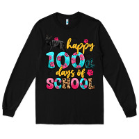 Happy 100th Days Of School Cat Long Sleeve Tee | Teevron