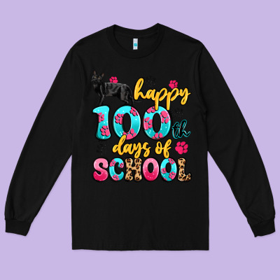Happy 100th Days Of School Cat Long Sleeve Tee Designed By Artiststas