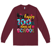 Burgundy happy 100th days of school cat Long Sleeve Tee - Artiststas