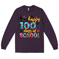 Plum happy 100th days of school cat Long Sleeve Tee - Artiststas