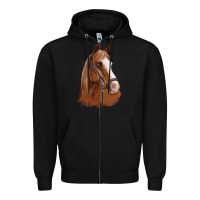 Black horse portrait Zipper Hoodie - Artiststas