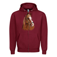 Burgundy horse portrait Zipper Hoodie - Artiststas