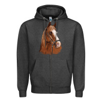 Charcoal Heather horse portrait Zipper Hoodie - Artiststas