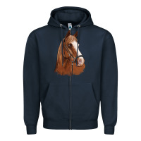 Navy horse portrait Zipper Hoodie - Artiststas