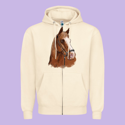 Horse Portrait Zipper Hoodie Designed By Artiststas