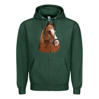 Sports Green horse portrait Zipper Hoodie - Artiststas