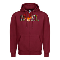 Burgundy noel reindeer Zipper Hoodie - AdoDesignShop