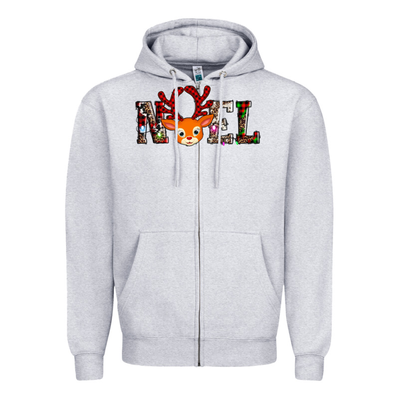 Noel Reindeer Zipper Hoodie by AdoDesignShop | Teevron