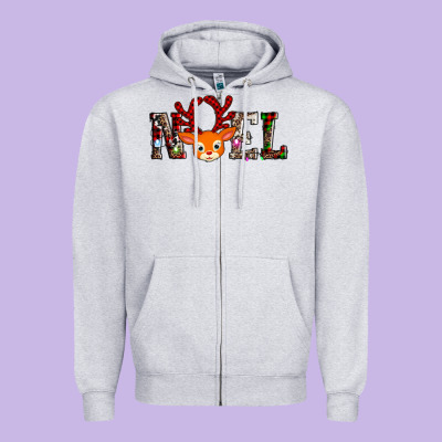 Noel Reindeer Zipper Hoodie Designed By Adodesignshop