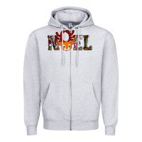 Heather Grey noel reindeer Zipper Hoodie - AdoDesignShop