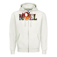 Oatmeal Heather noel reindeer Zipper Hoodie - AdoDesignShop