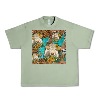 Oil Green sunflowers charolais cow seamless pattern Urban Heavy Tee - HRA Design Shop