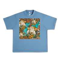 Pebble Blue sunflowers charolais cow seamless pattern Urban Heavy Tee - HRA Design Shop