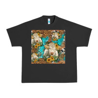Pigment Black sunflowers charolais cow seamless pattern Urban Heavy Tee - HRA Design Shop