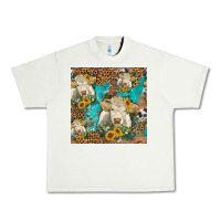 Pistachio sunflowers charolais cow seamless pattern Urban Heavy Tee - HRA Design Shop