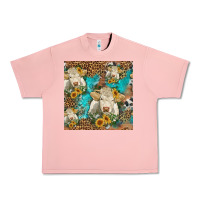 Salmon sunflowers charolais cow seamless pattern Urban Heavy Tee - HRA Design Shop