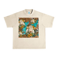 Sandshell sunflowers charolais cow seamless pattern Urban Heavy Tee - HRA Design Shop