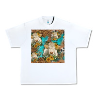 White sunflowers charolais cow seamless pattern Urban Heavy Tee - HRA Design Shop